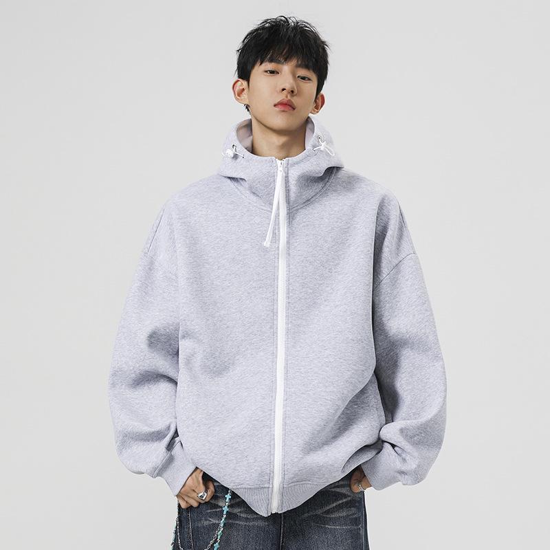 Men's Retro Colorblock Loose Fit Autumn Hoodie Cardigan