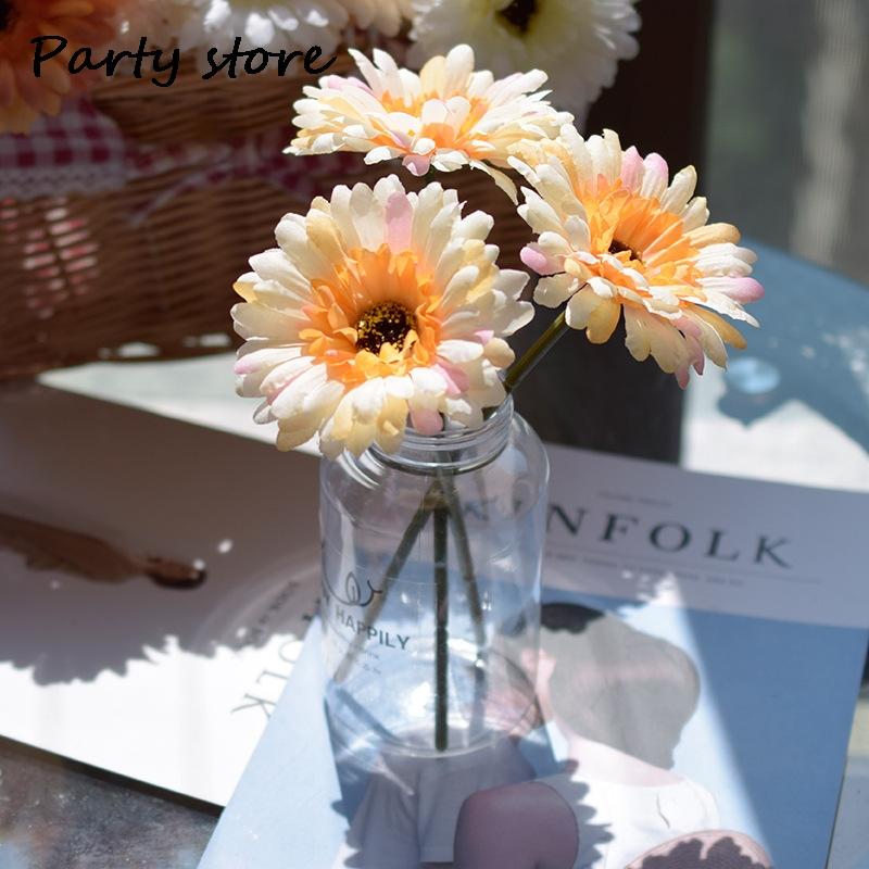 Artificial Silk Gerbera Flowers Wedding Home Decoration Fake Daisy Chrysanthemum Party Home Decoration 3Pcs 6Pcs Batch of 23cm