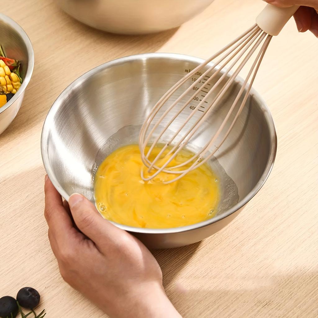 The Mixing Bowl Stainless Steel Food-grade Cooking Basin Serving Bowl Graduated Heavy Dishwasher Safety Vegetable Cleaning Salad Bowl.