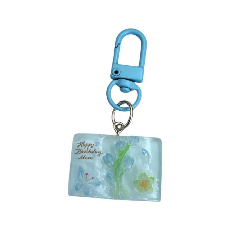 

Enchanting Butterfly Flower Key Chain Handcrafted Resin Pendant Perfect Personalised Present Travel Accessory синій