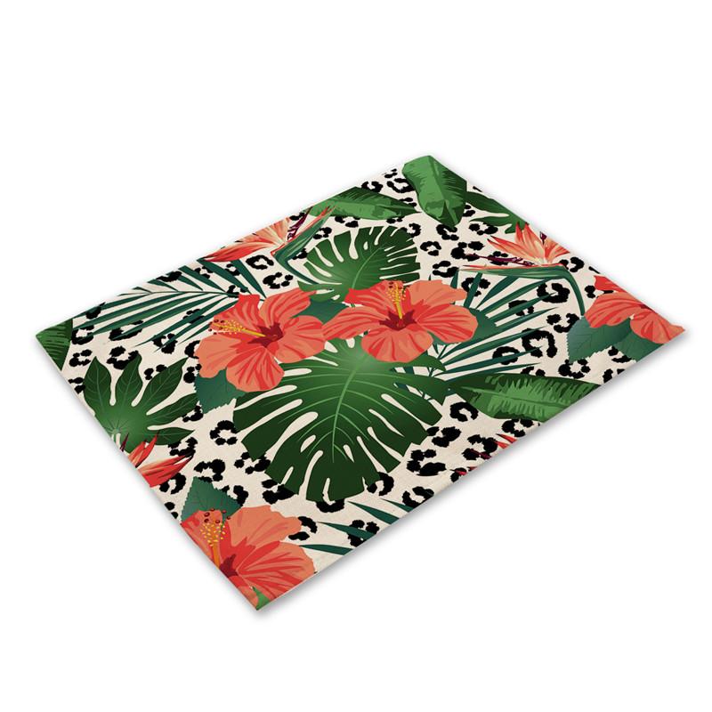 Anti-scalding Table Mats Leopard Print Linen Placemats For Kitchen Table Cup Coasters Placemat For Dining Table