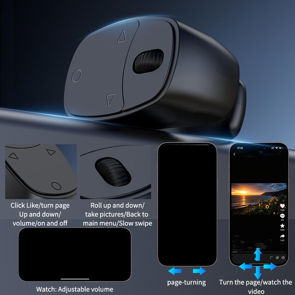 Intelligent Roller Fingertip Ring Remote Control Wireless Bluetooth Mobile Selfie Mice Video Automatic Page Turner Browsing