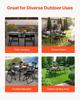 Outdoor Patio Dining Table, 150cm Long Rectangular Metal Steel Slat Backyard Bistro Tables for 4-6, with 38mm Umbrella Hole, All-Weather Large