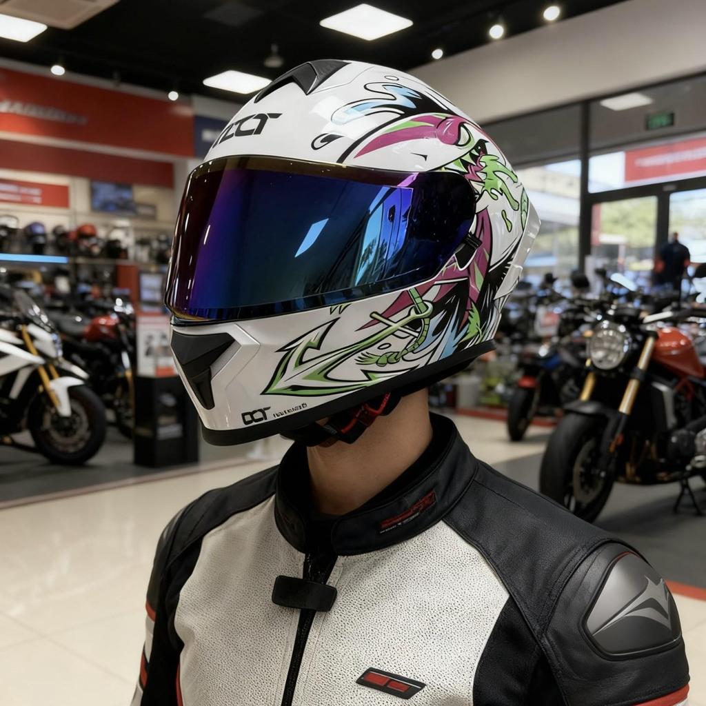 In-Stock Full-Face Double Lens Motorcycle Helmet - Retro Design for Men & Women, Ideal for Street Bikes & Scooters