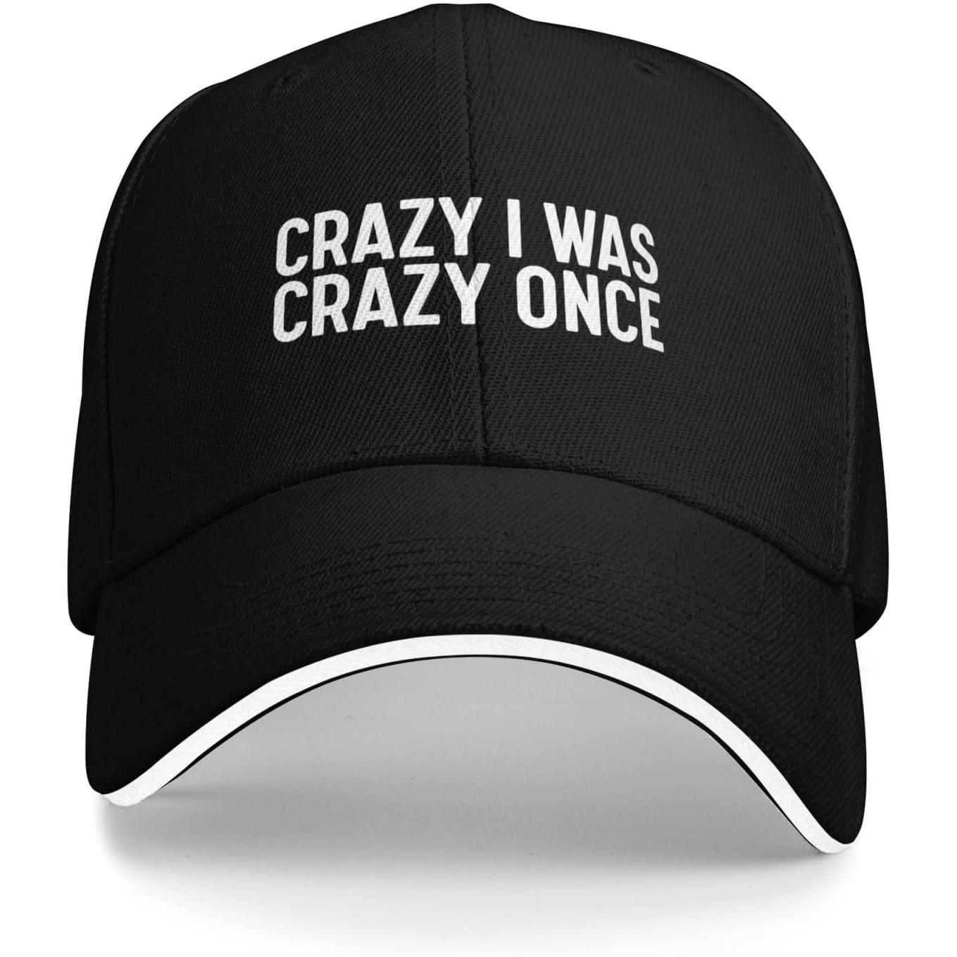 

Crazy I Was Crazy Once Funny Baseball Cap Polyester Casual Adjustable Hat Unisex Adjustable чёрный