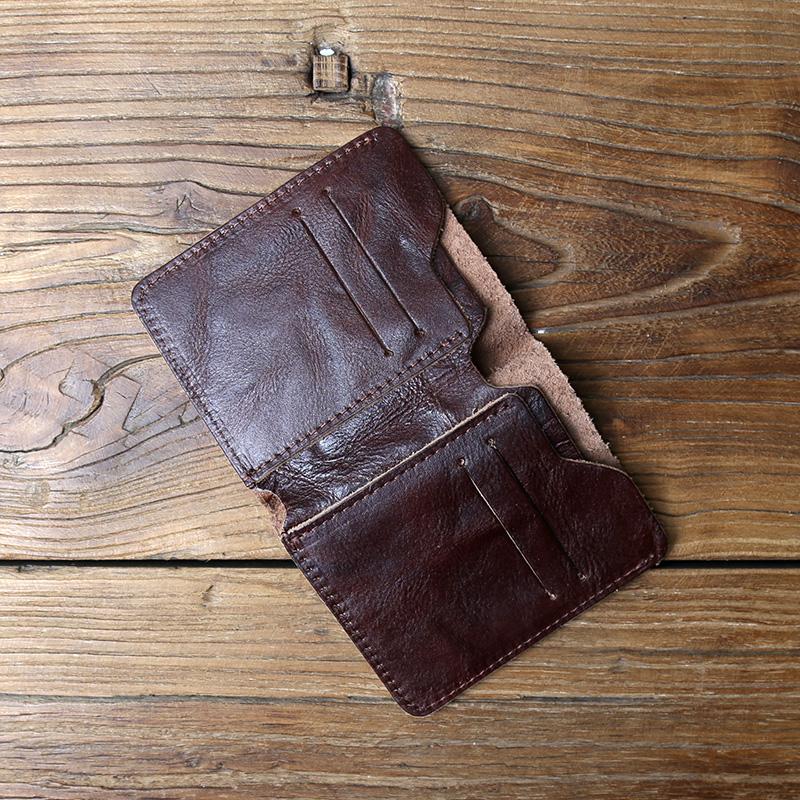 NZPJ Retro Genuine Leather Men's Wallet Natural Top Layer Cowhide Wallet Vertical Women's Wallet Bank Card Bag
