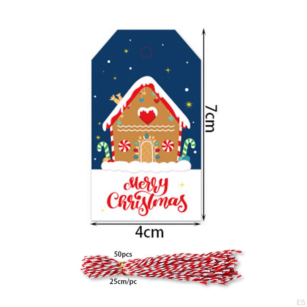Christmas Tags Gift Creative with Holes Twine Cartoon Hanging Labels Wrap