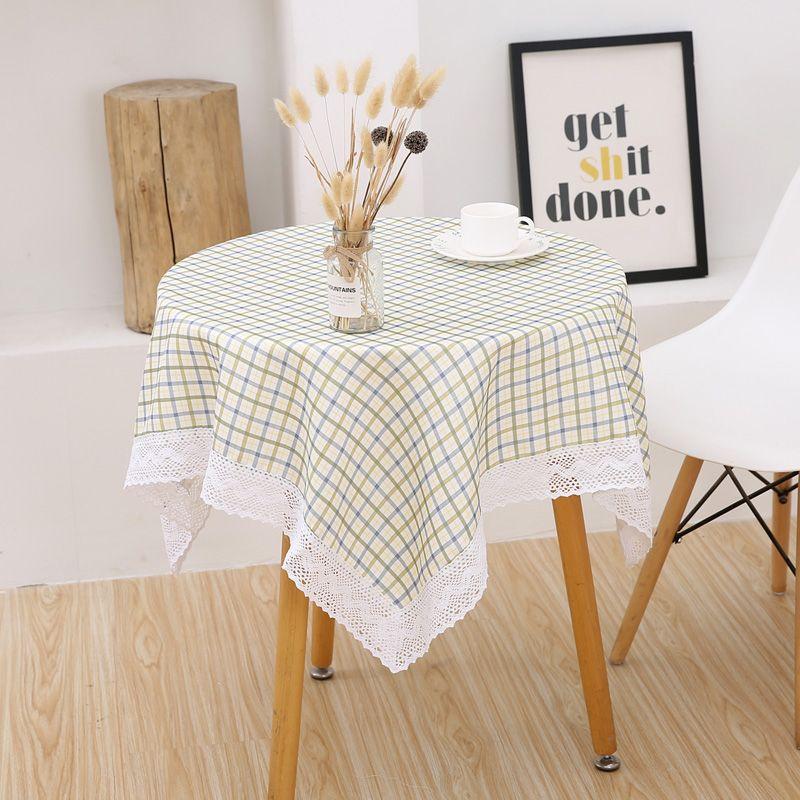 

Modern Minimalist Square Plaid Pastoral Fabric Table Cloth Fresh For Home Rectangular Coffee Table Cloth Dustproof Cover Cloth Blue Gingham Square tablecloth 80*80