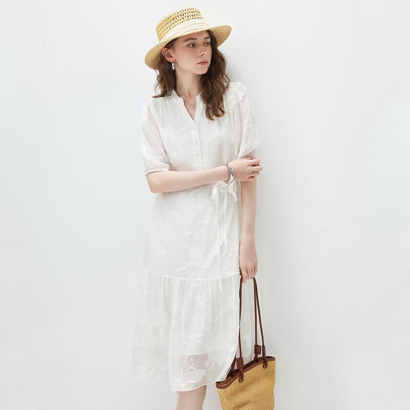 Women's Sheer Floral Silk Blend Midi Dress