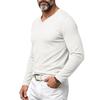 Men S V Neck Solid Long Sleeve Slim Fit Casual T Shirt