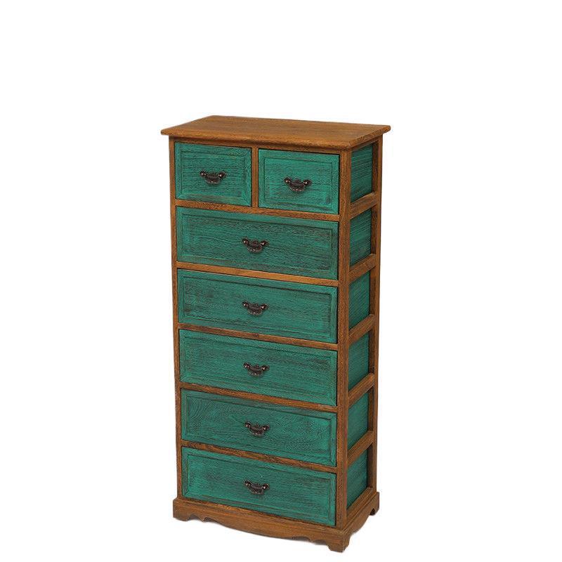 Retro Massivholz Kommode mit fünf Schubladen für Schlafzimmer oder Wohnzimmer