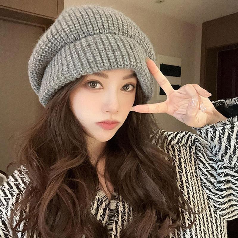 Knitted Fisherman's Hat Women's Autumn and Winter Loose Warm Beret Pile Hat Wool Hat