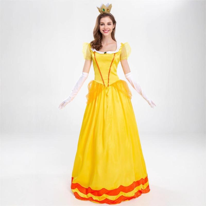 Halloween Costume Mario, Princess Peach Pink Pricess Stage Dress, Party Queen Dress