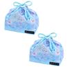 COLORFUL CANDY STYLE Drawstring Lunch Bags, Medium Gusset (with Name Tag), Water-Repellent, No-Iron, Moonlight Butterfly Design, Set of 2, Cute for