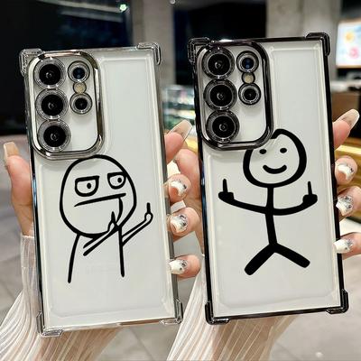 Stickman Middle Finger Cute Man Funda For Samsung S26Ultra Phone Case For Galaxy S25 FE S26 S24 S23 S22 S21 Ultra S20 Plus Cover
