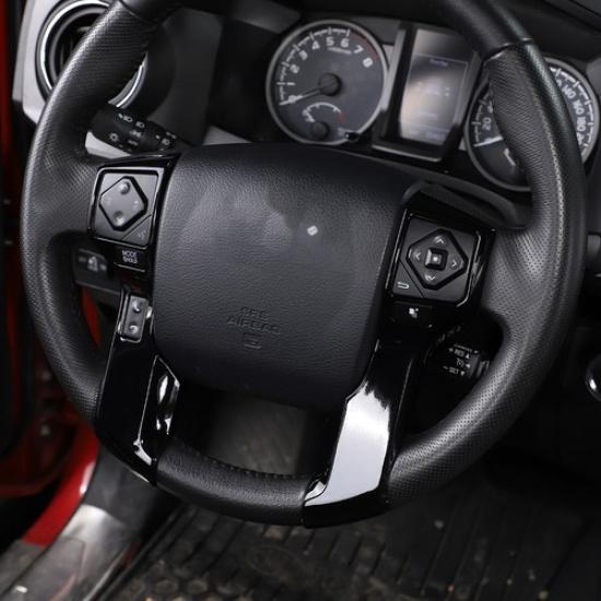 Black Steering Wheel Button Frame Trim Cover For Toyota Tundra/Tacoma 16-23