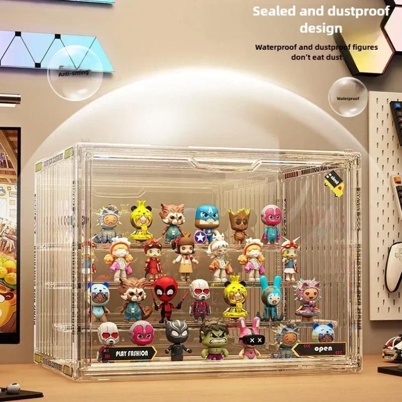 Containerisierte Designs Acryl-Organizer für Sammlerfiguren und Blindboxen Hochauflösende transparente Miniatur-Vitrine