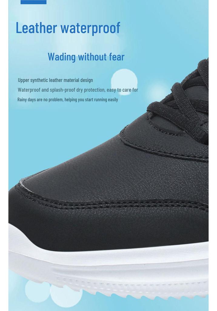 Extra Large Men's Waterproof Leather Sneakers - Sizes 45-48, Ideal for Rain, Spring, and Kitchen Work
