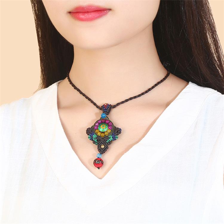 Original Handmade Ethnic Style Agate Short Necklace Femininity Retro Versatile Collarbone Chain Simple Classical Accessories