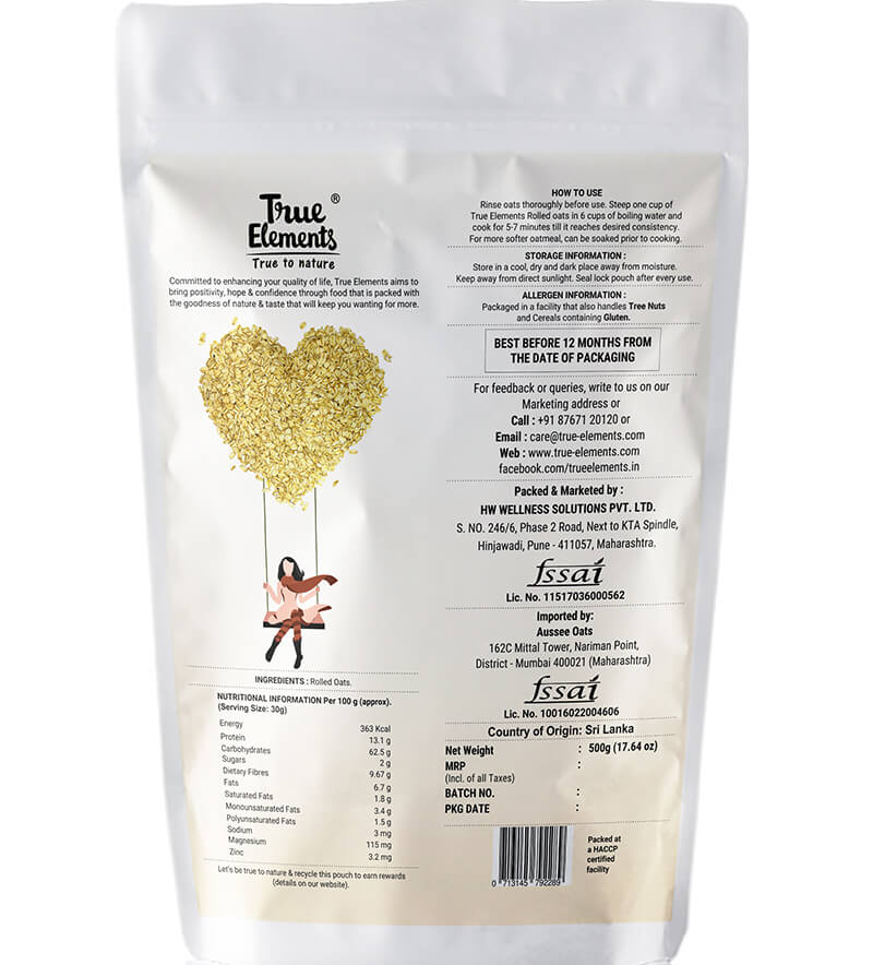 Haferflocken glutenfrei (500 gr), Haferflocken glutenfrei True Elements
