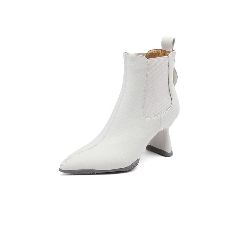 Móda Nový Podzim Zima Dámské Boty Hovězí Kůže Krátké Boty Módní Špičaté Boty pro Ženy Vysoké Podpatky Dámská Obuv Chelsea Boty