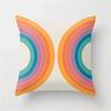 Vibrant Orange Rainbow Sunset Print Pillow Cover Abstract Geometric Lines   Sofa Car Office Cushion  Home Decor