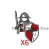 Medieval Castle Soldier Action Figures Building Block Empire Templars Lancer Warrior Militia Helmet Shield Sword Bow Toy Gifts