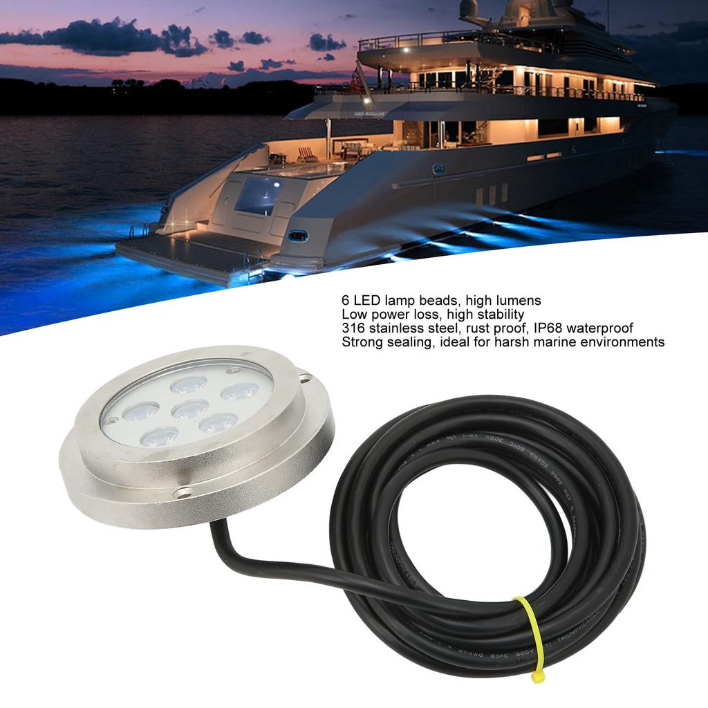 3.8in Boat Underwater Light 316 Stainless Steel IP68 Waterproof Strong Sealing for Ships Yachts Motorboats Boat Underwater Light