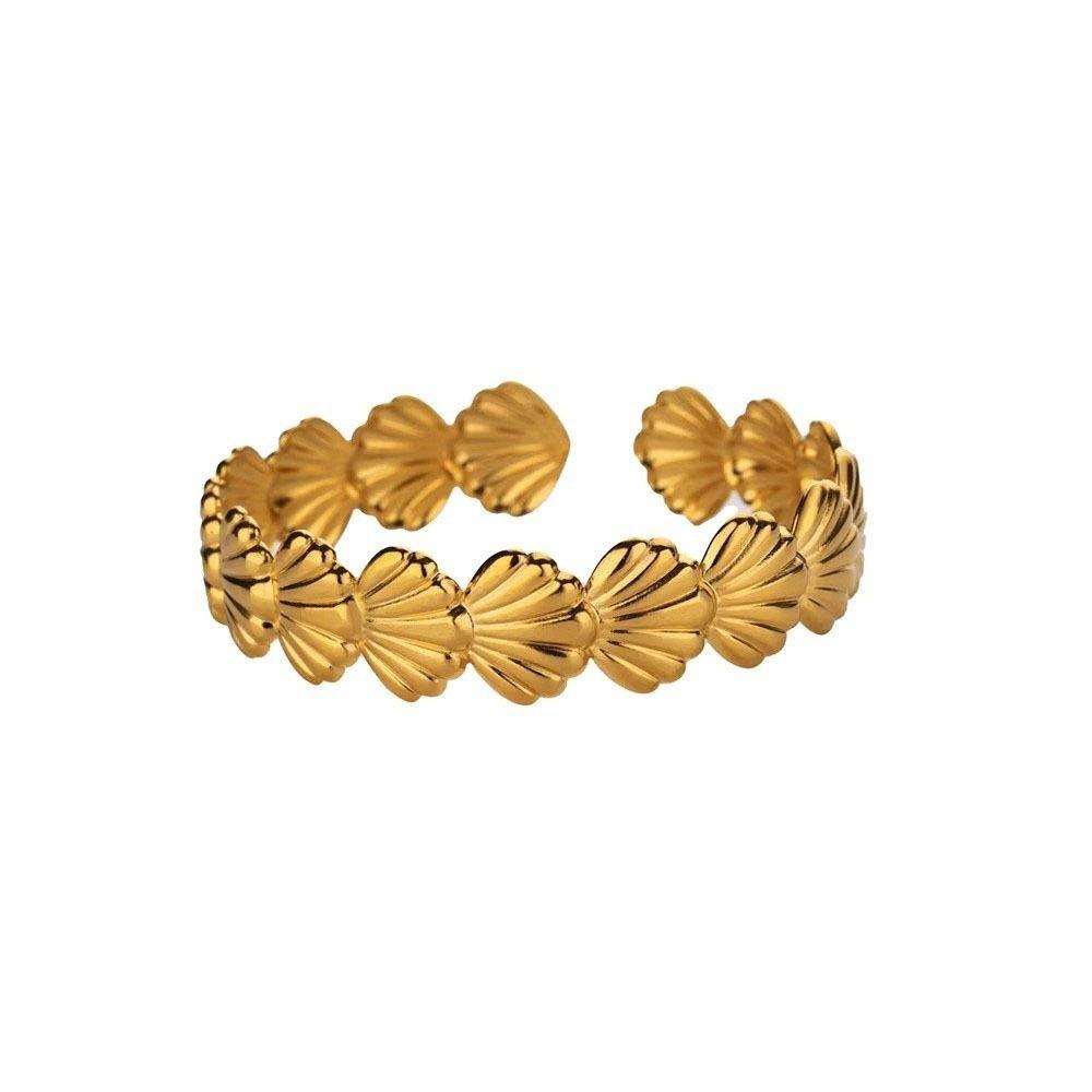 Starfish Shell Bracelet Gold Color Vintage Cuff Bracelets Elegant Opening Bangles  Girl