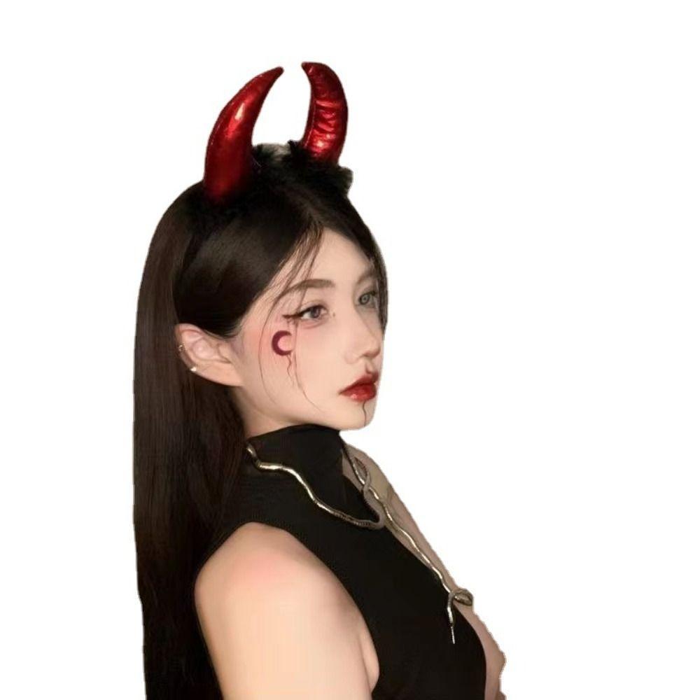 Decorations Devil Horns Headband Costume Glitter Headband Trendy Halloween Hair Band  Children
