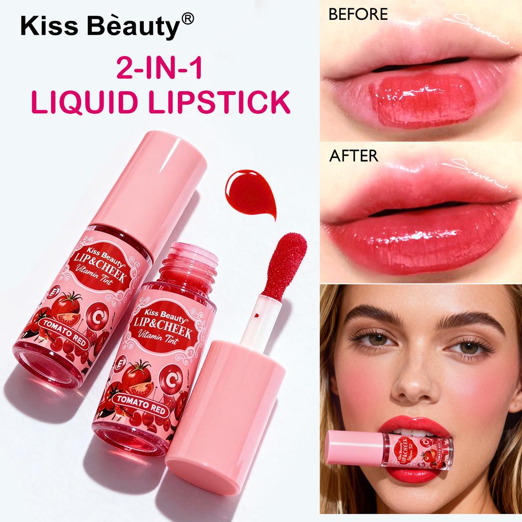 Kiss beauty lip gloss blush liquid lip cheek dual purpose complexion natural whitening lip gloss