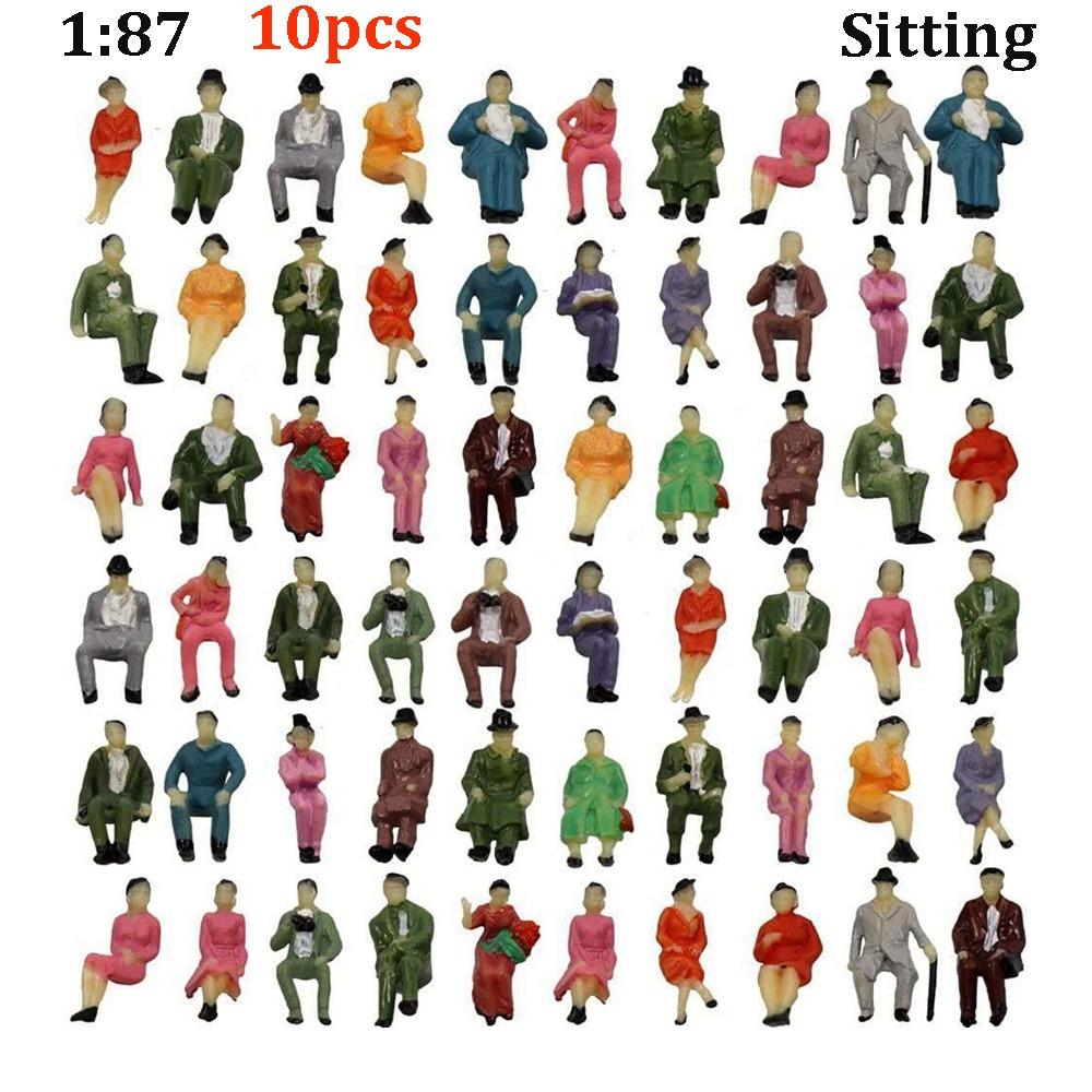 

10pcs 1:87 Scale Model Building People Figures Different Poses Mixed Color Passengers Stand/Sit People Model ABS Train Scenery