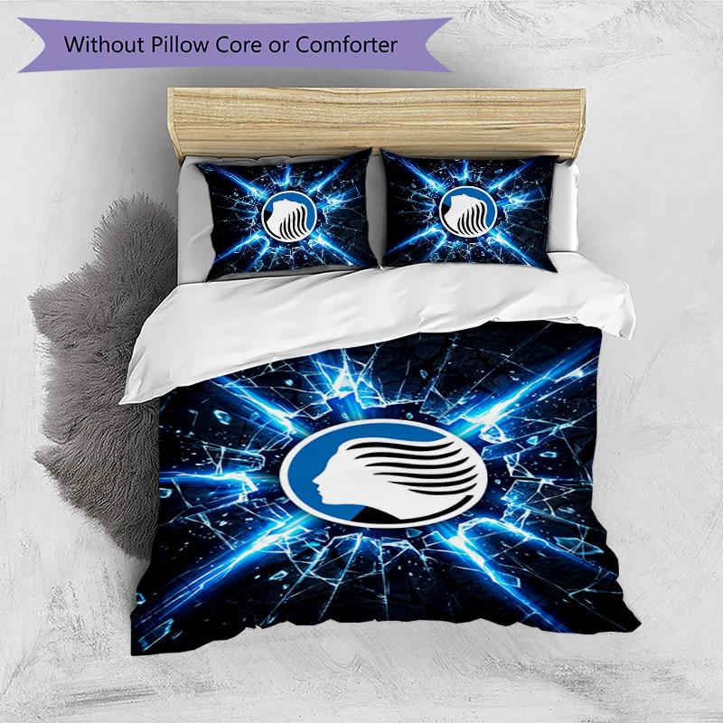 Set Biancheria da Letto Stampato 3 Pezzi Atalanta FC Traspirante Copripiumino con Federe Biancheria da Letto Decorativa per Camera da Letto Casa