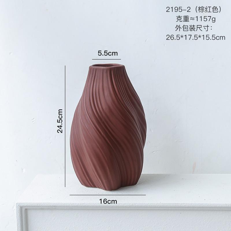 Modern Creative Striped Rotating Ceramic Vase Art Decor for Living Room Desktop