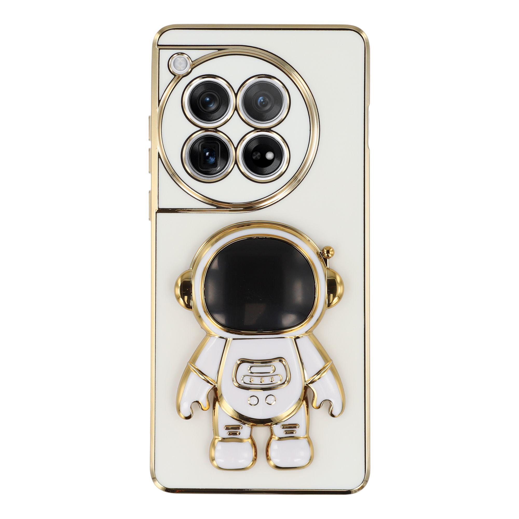 

For OnePlus 12 5G Case Electroplating Soft TPU Phone Cover with Astronaut Hidden Kickstand F