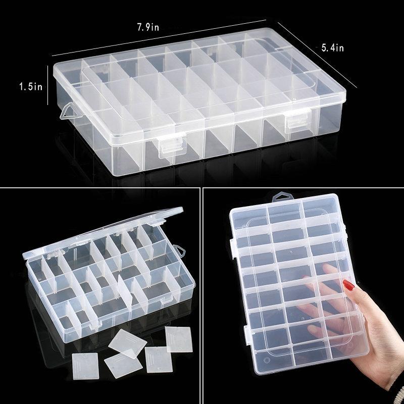 Transparent Plastic Storage Jewelry Box Compartment Adjustable Container For Beads Earring Box For Jewelry Rectangle Box Case