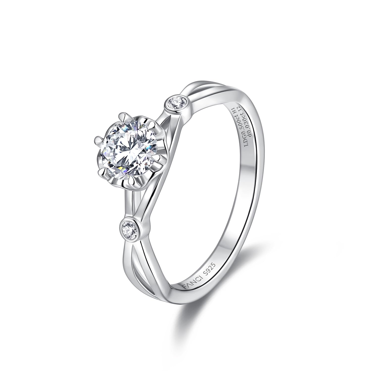 

FANCIME Diamond Ring for Total Main Stone Sterling Size of Proposal Pure Wedding Gift Wrapping Included Women, 3-Stone Lab-Grown Diamonds, 0.53ct