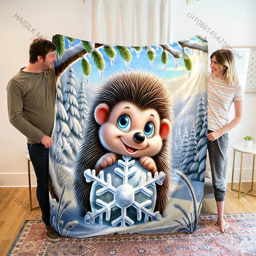 1PC Winter Scene with Snowflakes Pattern Blanket Flannel Material Soft Warm for All Seasons, Home Outdoor Camping Picnics RV