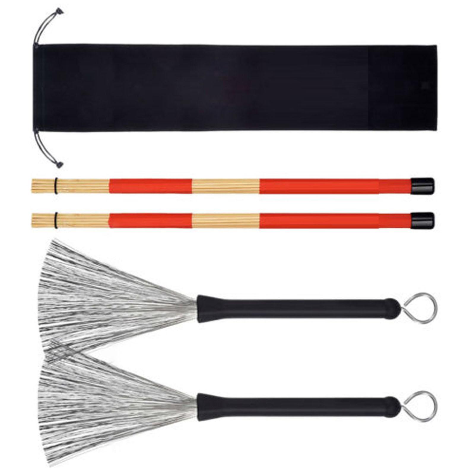 

Набор щеток для барабанных палочек, гибкая регулировка, щетки для барабанных палочек из нержавеющей стали с барабанными палочками