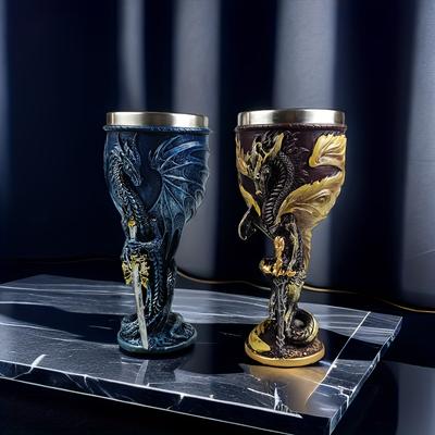 2025 New Creative Fire Dragon Wine Cup 7oz Gothic Mark Cup Flying Dragon Design Home Decor Coffee Mug