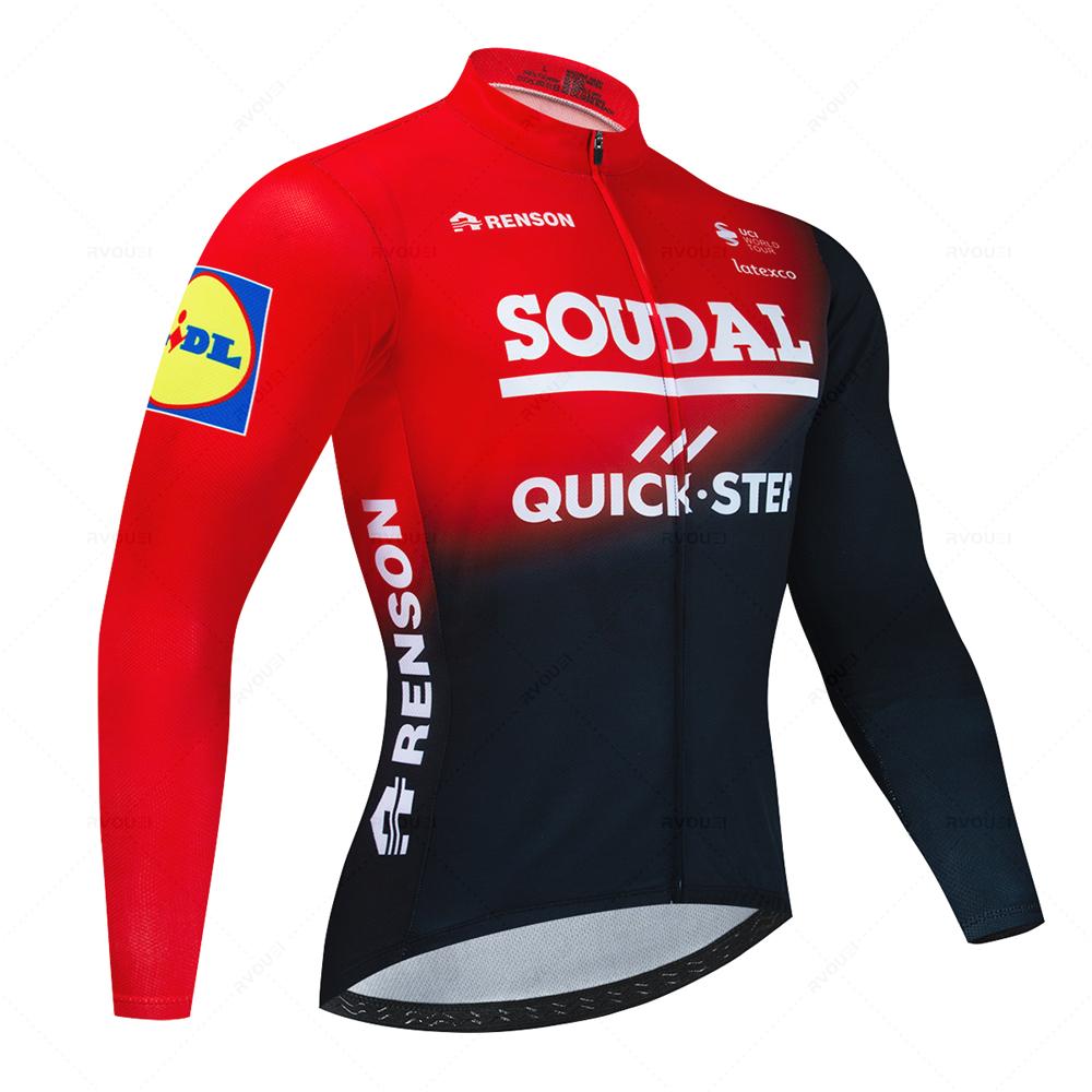 Soudal Quick Step 2026 Autumn Cycling Set Long Sleeve Jersey MTB Riding Sportswear Road Bike Clothing Bib Pants Bicycle Uniform