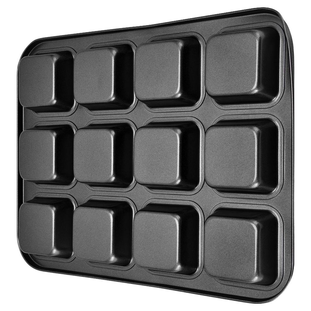 Loaf Baking Pans 12 Cavity Brownie Baking Pan Carbon Steel Muffin Bakeware Cupcake Bread Divider Mold