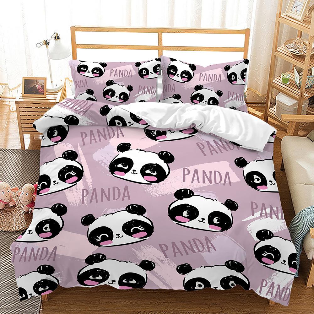 Panda Animal Bamboo Bed Three-Piece Quilt Cover 3D Digital Printing Kit Four-Piece Set