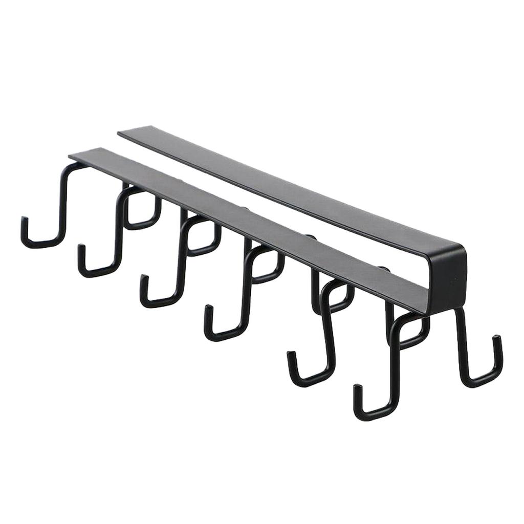 Vas pohártartó szekrény alatt - kávéspohár bögretartó konyhai kétsoros kampós-akasztós kampós állvány