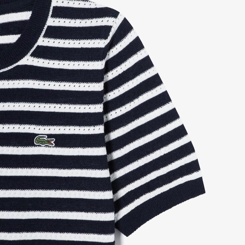 Lacoste Women's Bouclé Stripe Short-Sleeve Sweater AF251E-56G166