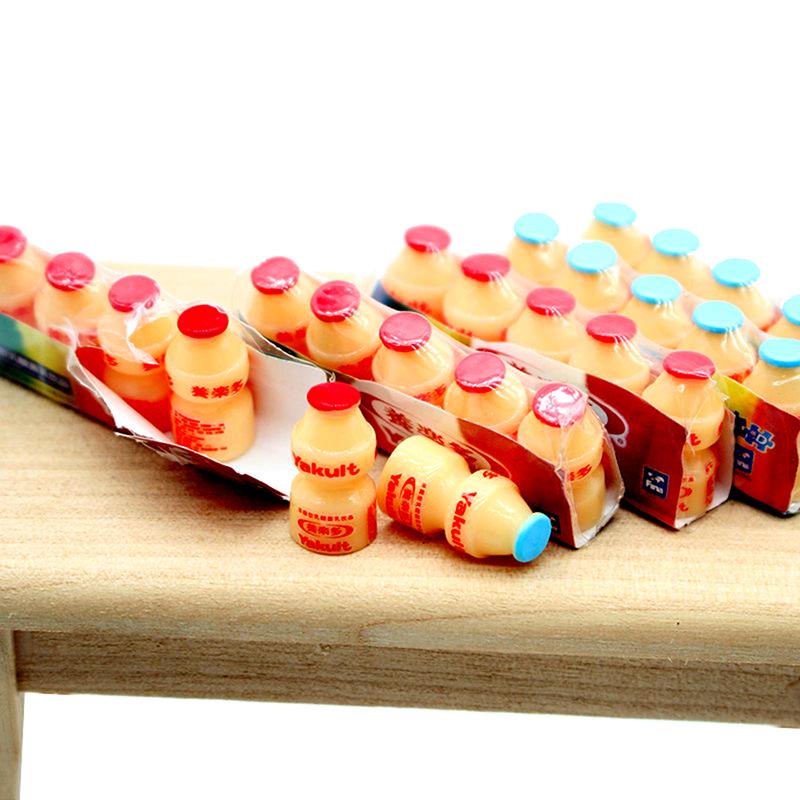 Dollhouse Mini Plastic Package Yakult Drinks Simulation Pretend Play Doll Food Drink For Dollhouse Kitchen Accessories Decor Toy
