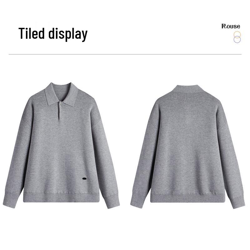 Luozi Men's Cotton Blend Lapel Knit Sweater