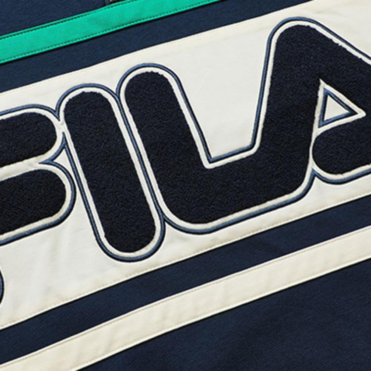 Fila American Style Color Block Detail Half Zip Loose Casual Pullover Long Sleeve Sweatshirt Unisex Sweatshirt Blue F11U239299FDB