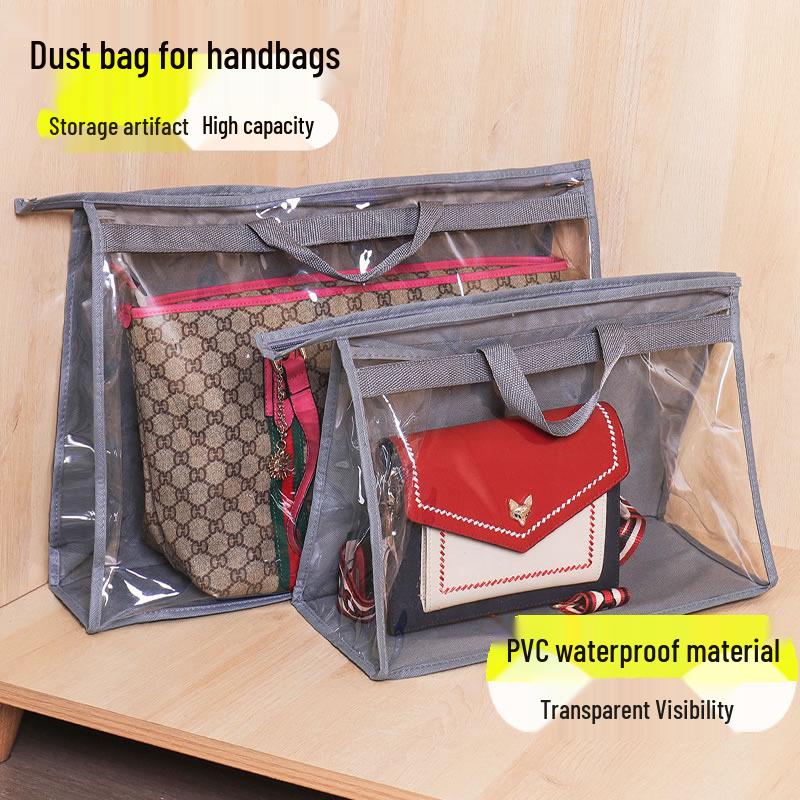 Transparente PVC-Staubschutzhülle zur Aufbewahrung von Handtaschen zum Aufhängen - Wasserdichter Lederbeutel-Schutz