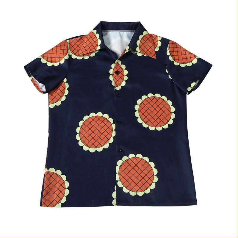 One Piece Cosplay Outfit Luffy-Style Sunflower Short-Sleeve Casual Shirt Cosplay Clothing Jacket Luffy-Sunflower Shirt S